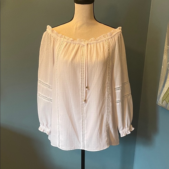 Michael Kors White Off-Shoulder Blouse - Picture 1 of 4